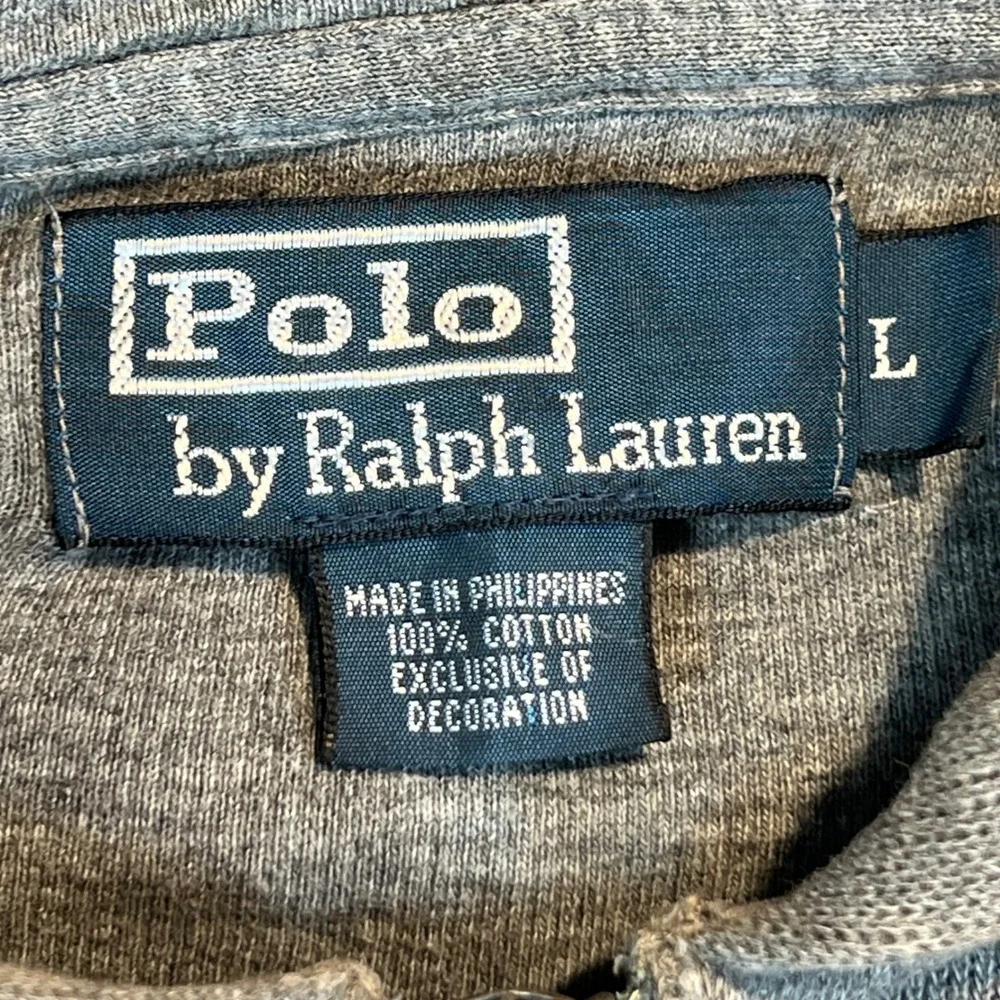 Vintage Polo Ralph‎ Lauren Mens Full Zip Hoodie Gray Pony Size Large